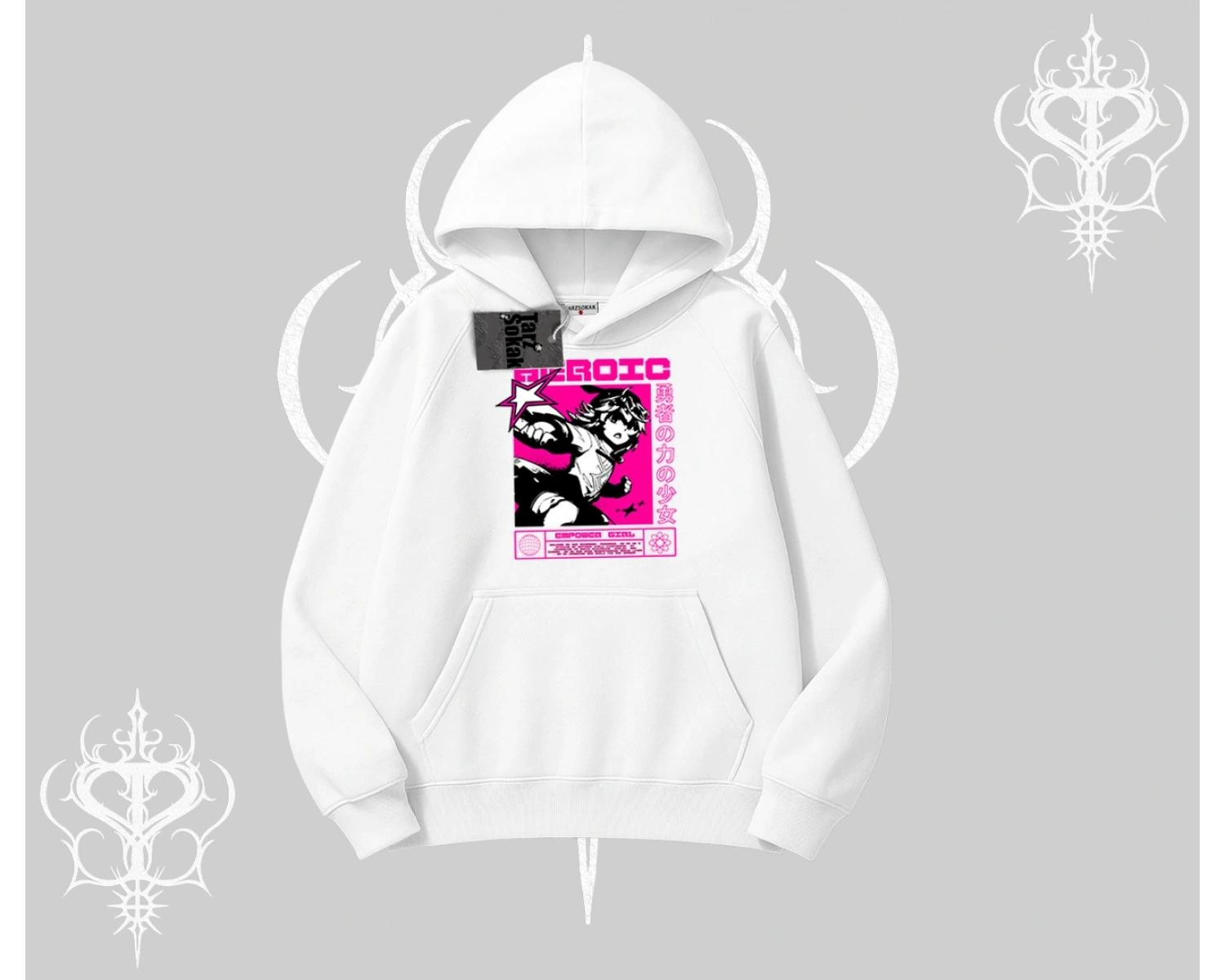 Kapşonlu Sweatshirt Heroic Anime Girl Japon Stil Grafik Baskılı