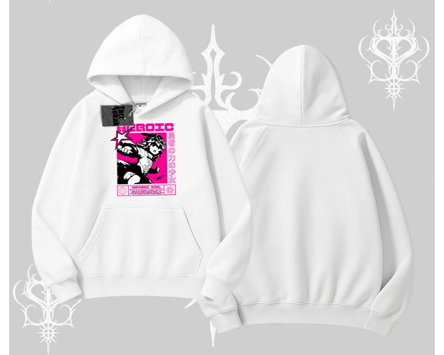 Kapşonlu Sweatshirt Heroic Anime Girl Japon Stil Grafik Baskılı