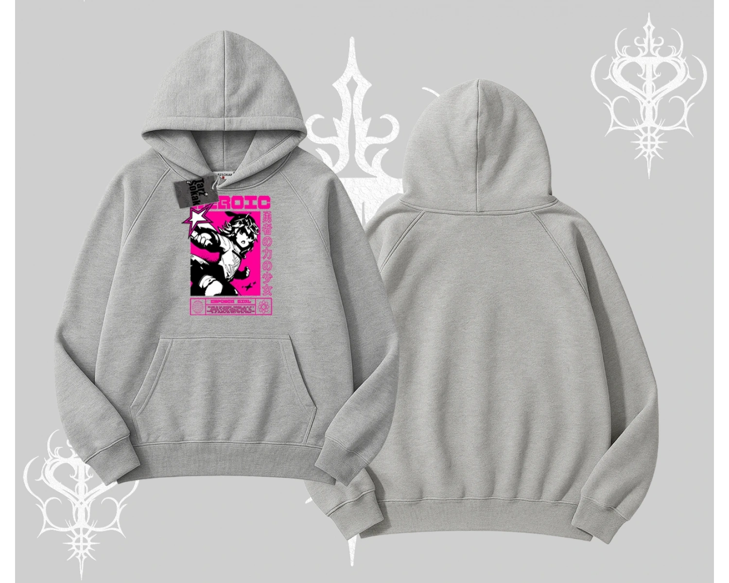 Kapşonlu Sweatshirt Heroic Anime Girl Japon Stil Grafik Baskılı