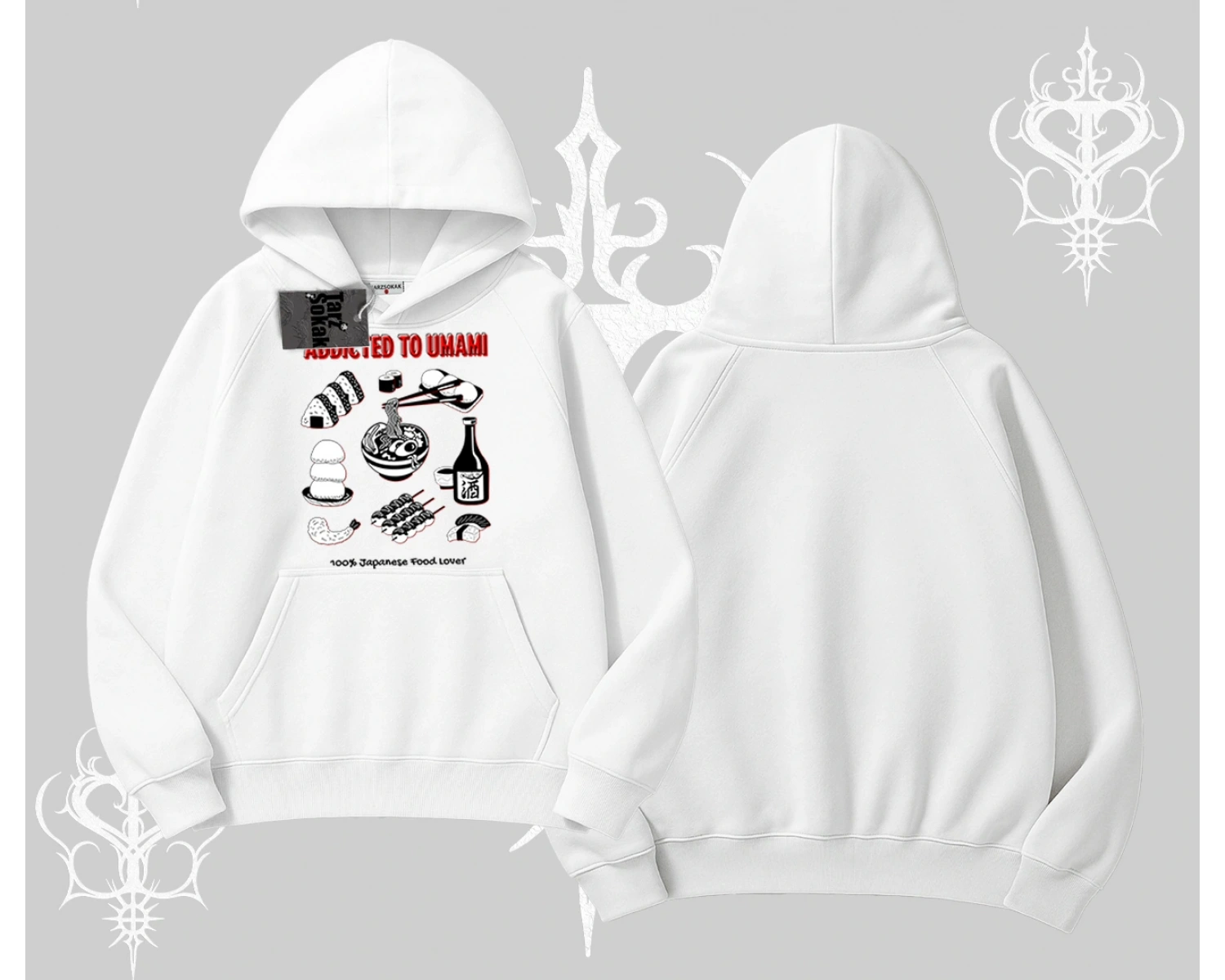 Kapşonlu Sweatshirt Japon Mutfağı Umami Temalı Baskılı