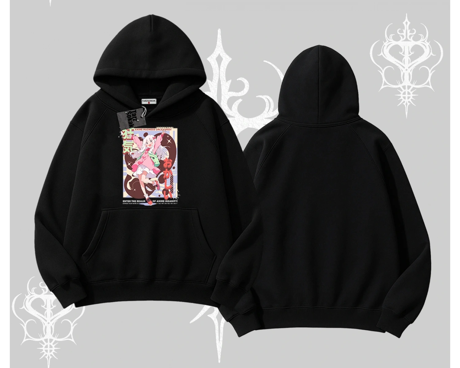 Kapşonlu Sweatshirt Madness Unleashed Anime Girl Baskılı