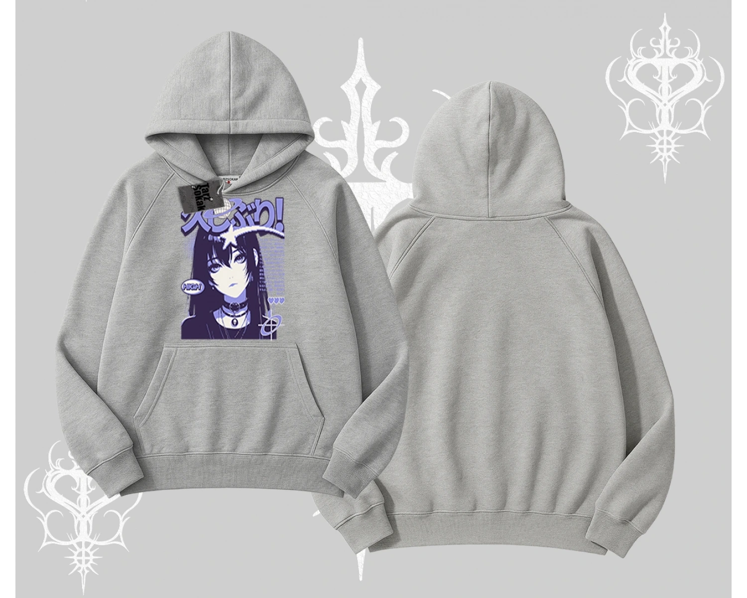 Kapşonlu Sweatshirt Neo Tokyo Girl Y2K Street Anime Aesthetic