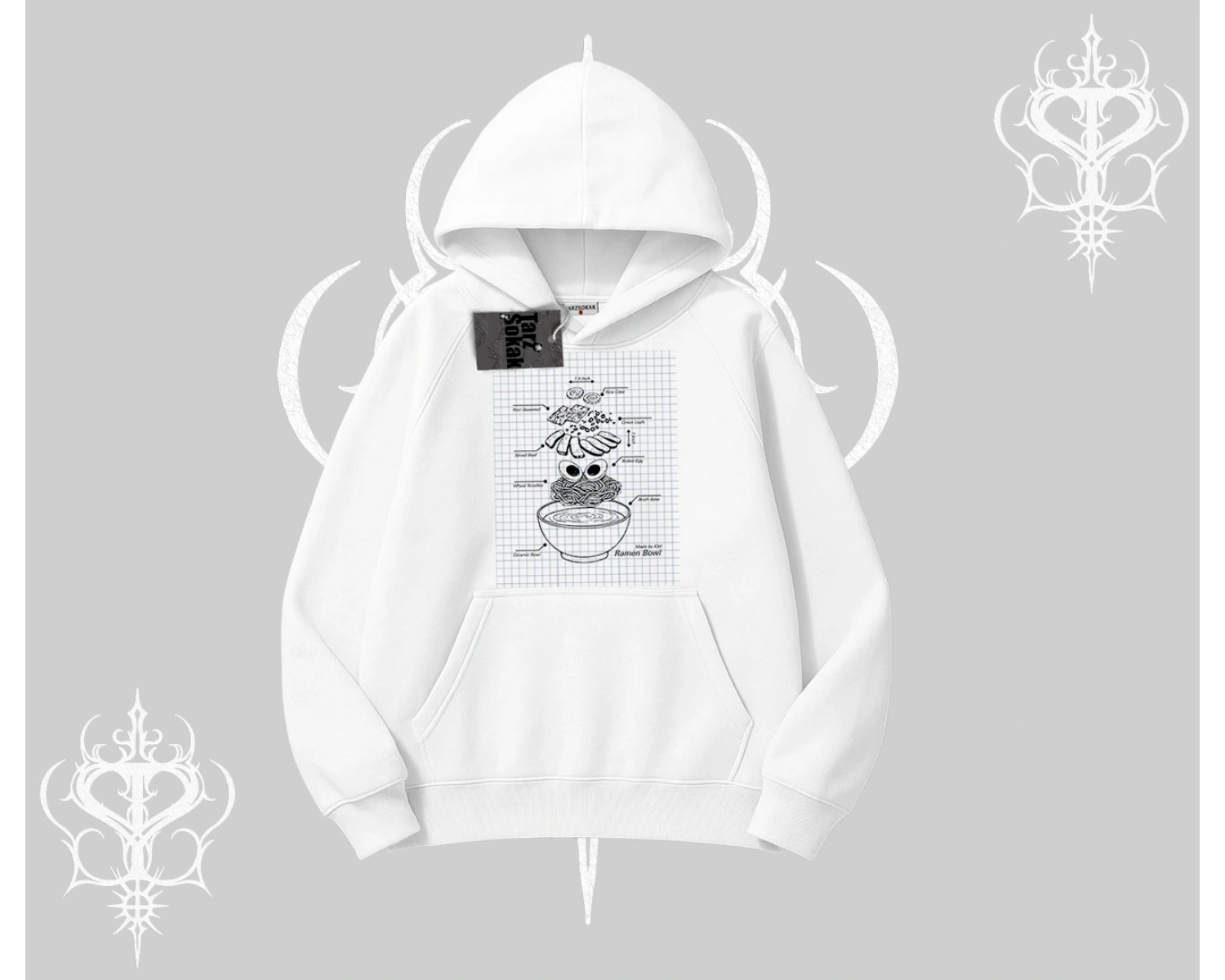 Kapşonlu Sweatshirt Noodle Theory Hand Drawn Concept