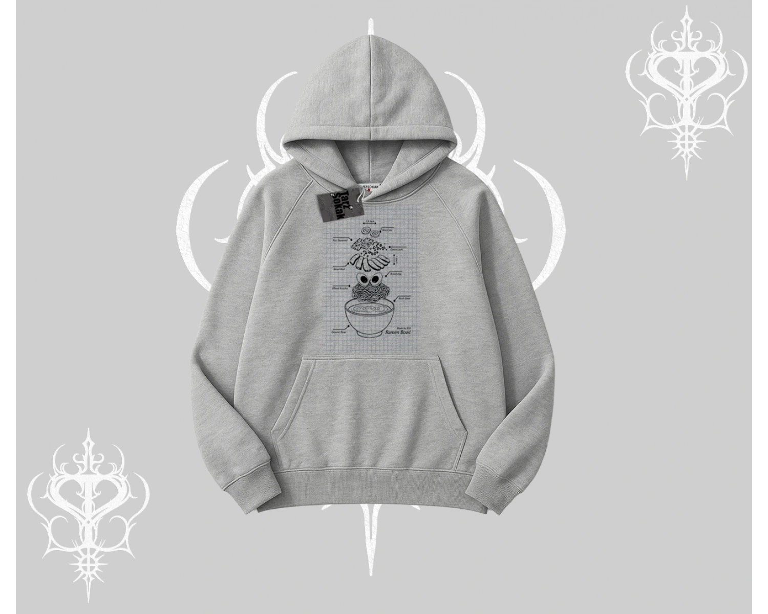 Kapşonlu Sweatshirt Noodle Theory Hand Drawn Concept