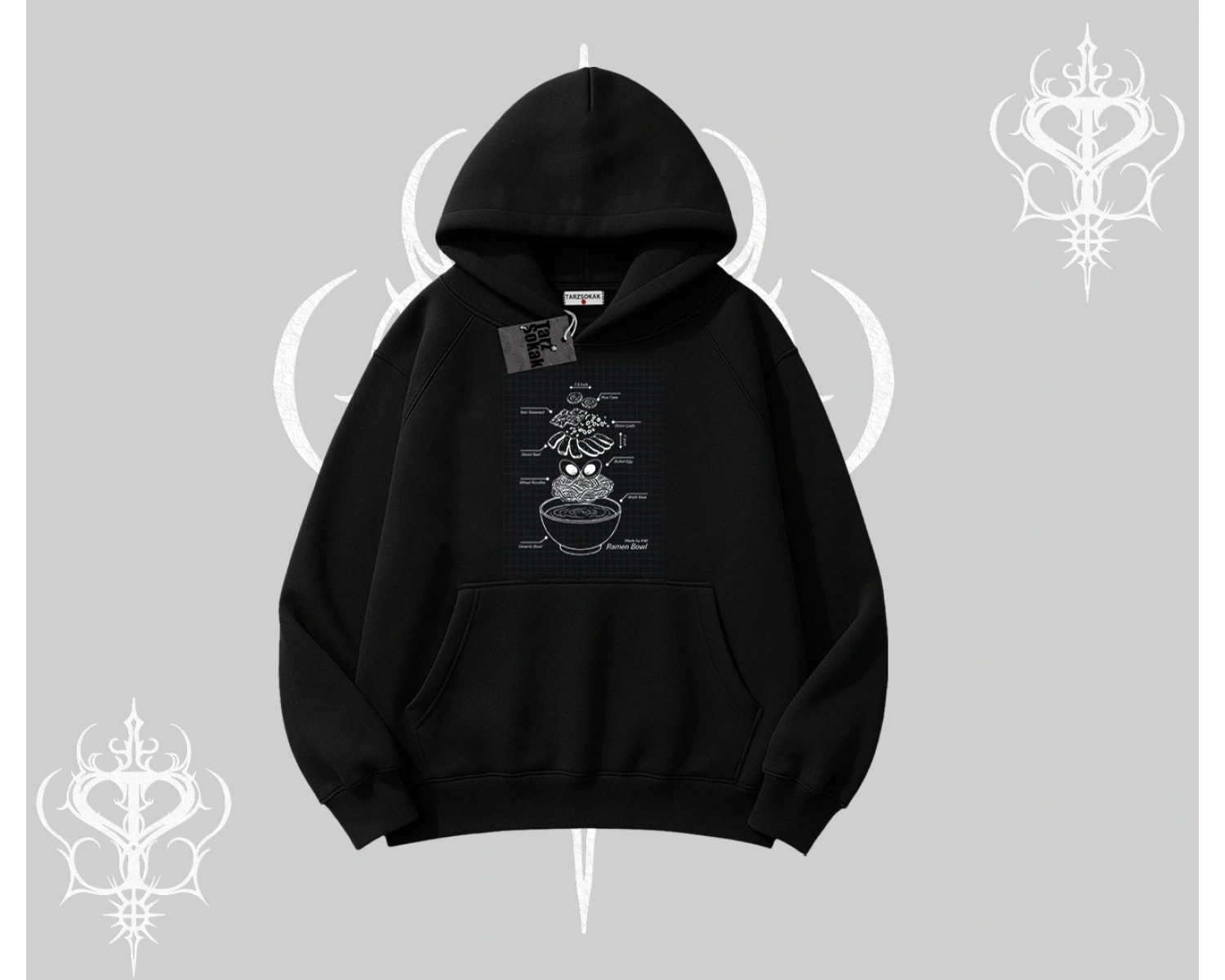 Kapşonlu Sweatshirt Noodle Theory Hand Drawn Concept