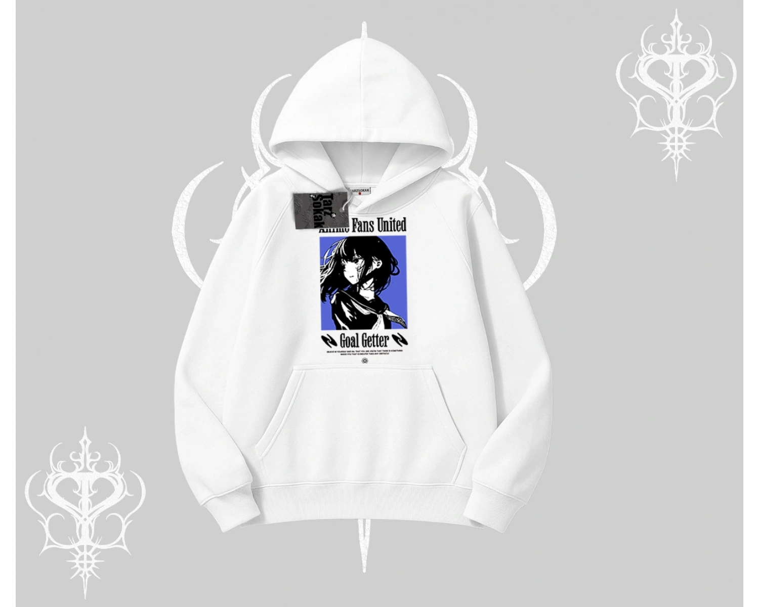 Kapşonlu Sweatshirt Oversize Anime Kız Baskılı