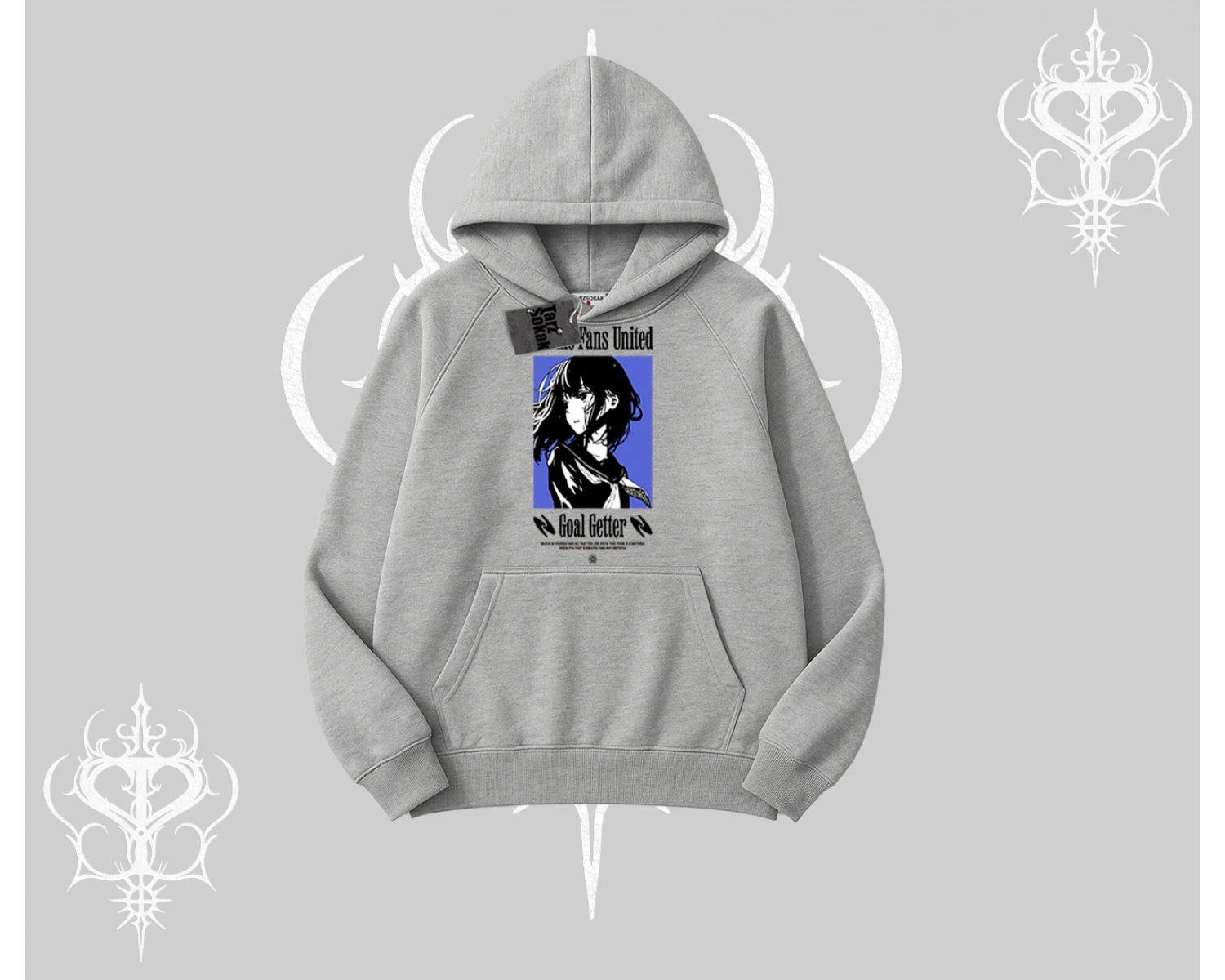 Kapşonlu Sweatshirt Oversize Anime Kız Baskılı