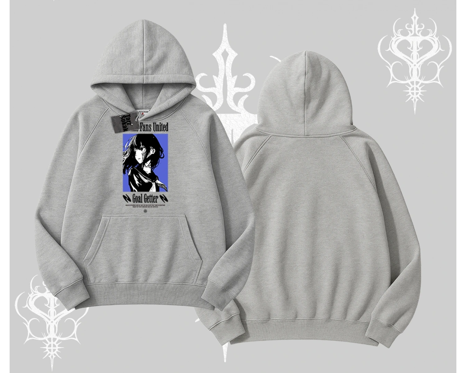 Kapşonlu Sweatshirt Oversize Anime Kız Baskılı