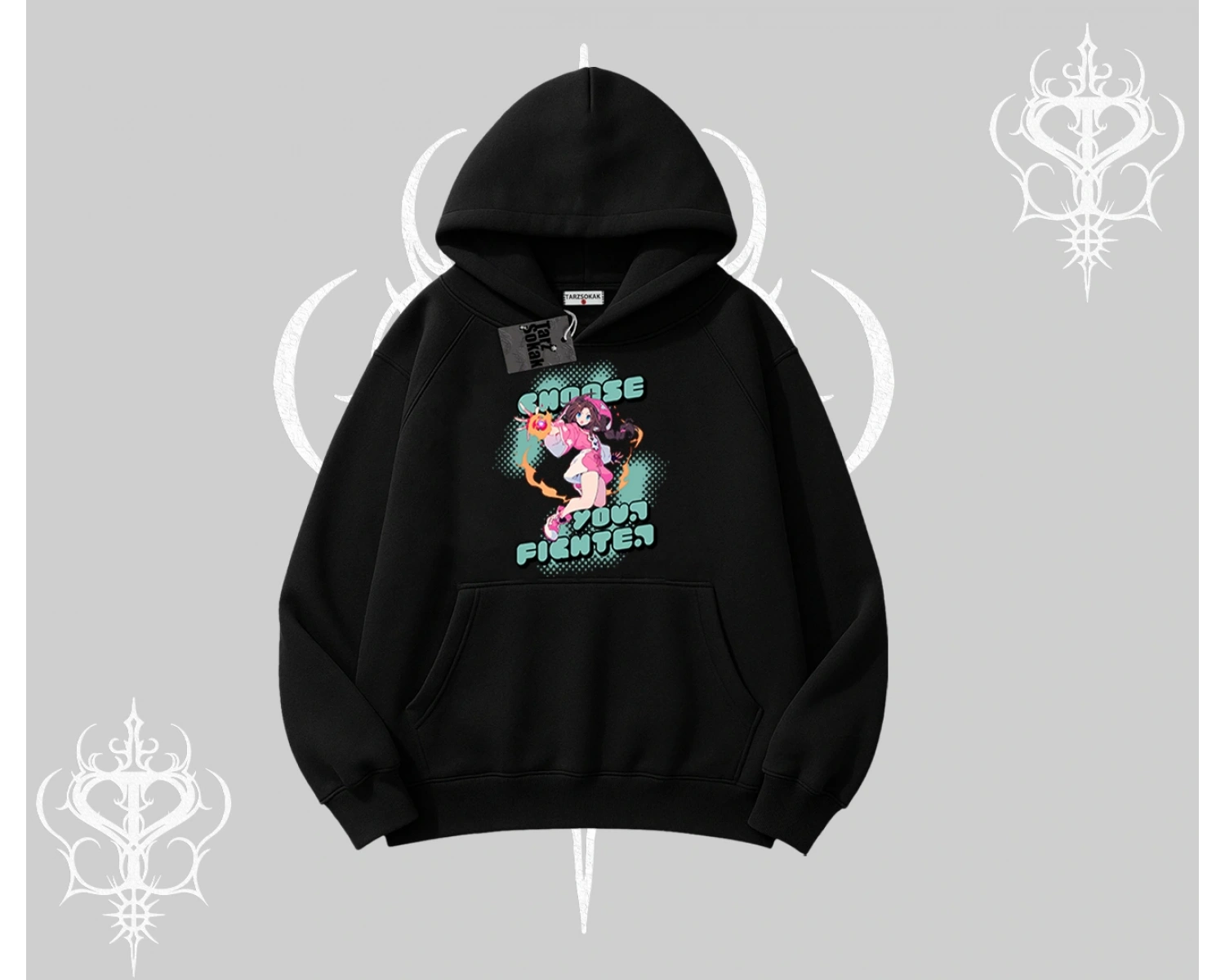 Kapşonlu Sweatshirt Oversize  Anime Kız Desenli Japon Stil