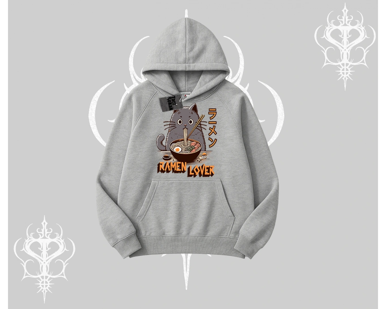 Kapşonlu Sweatshirt Ramen Lover Kedi Anime Baskılı