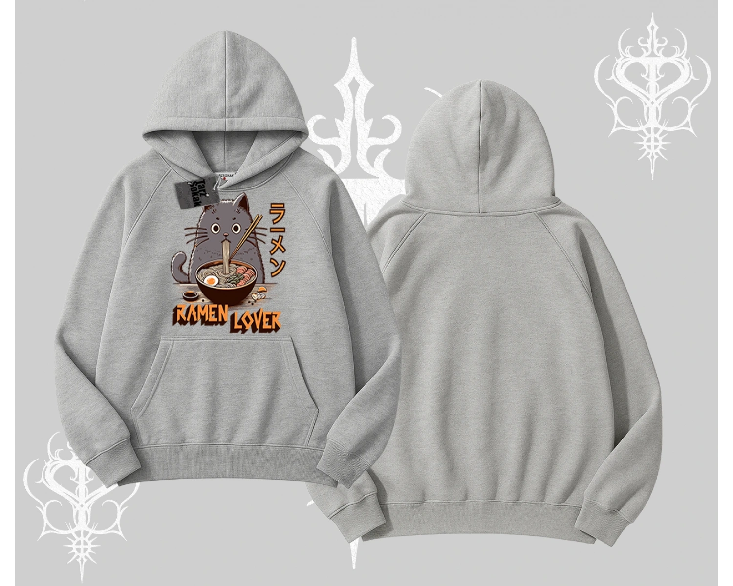 Kapşonlu Sweatshirt Ramen Lover Kedi Anime Baskılı