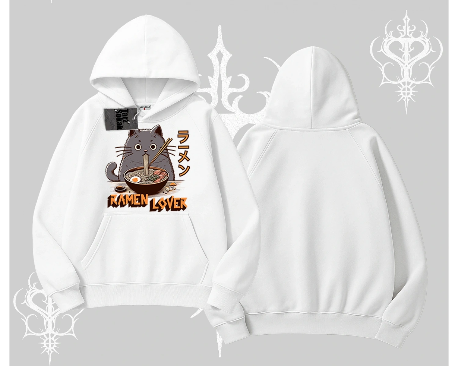 Kapşonlu Sweatshirt Ramen Lover Kedi Anime Baskılı