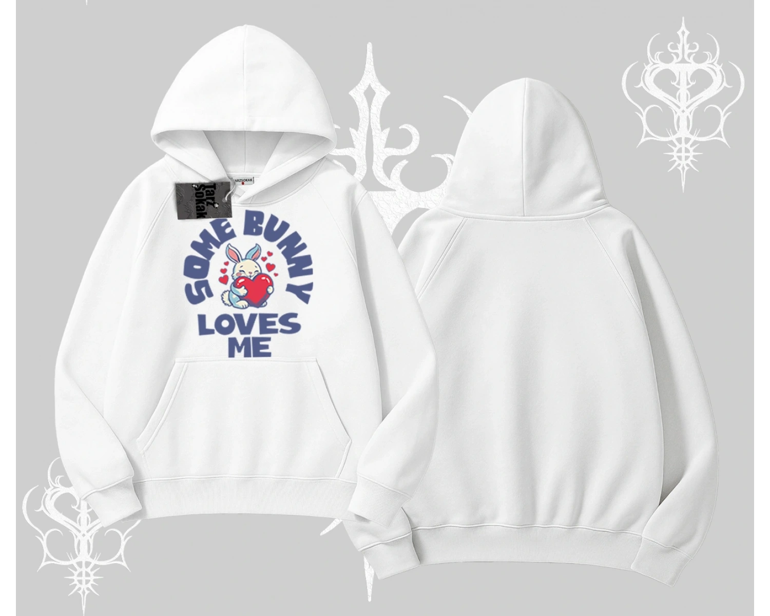 Kapşonlu Sweatshirt Sevimli Tavşan Some Bunny Loves Me Baskılı