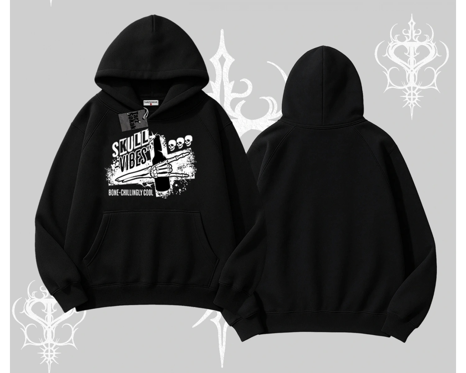 Kapşonlu Sweatshirt Skull Impact Bone Chilling Street Icon