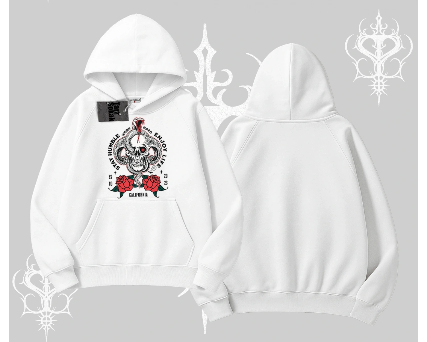 Kapşonlu Sweatshirt Stay Humble Work Hard Enjoy Life