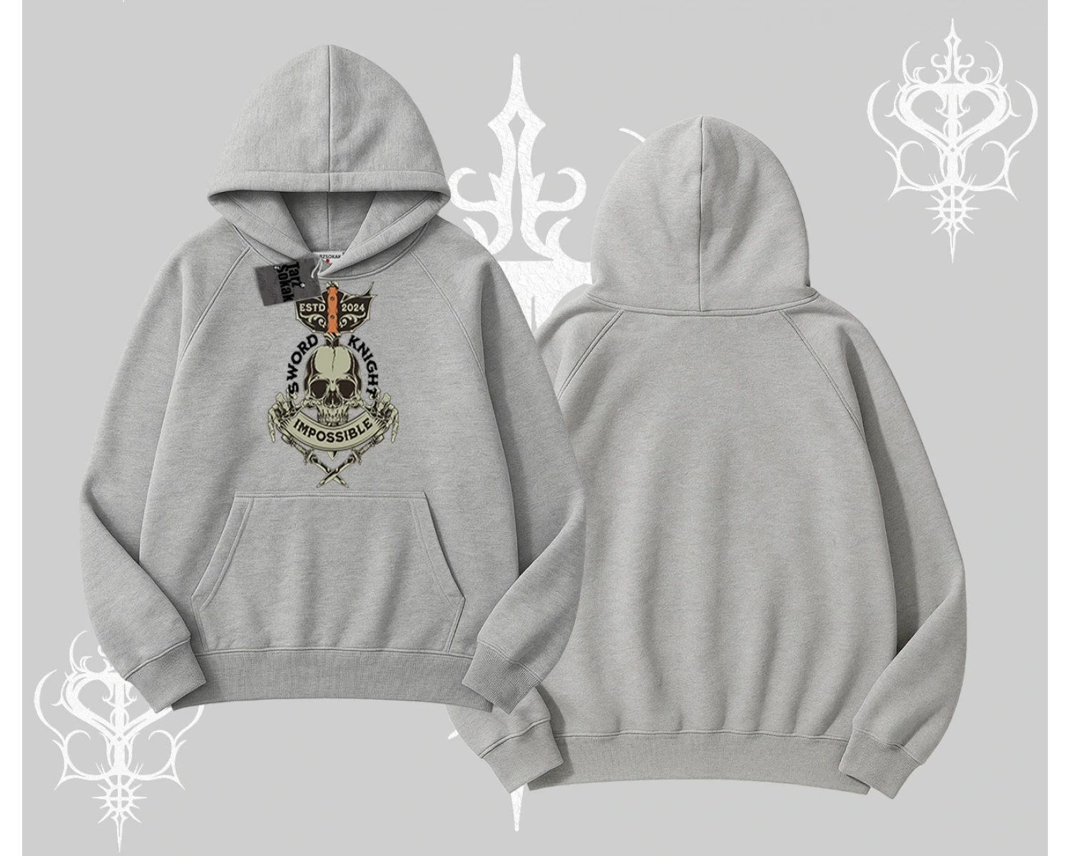 Kapşonlu Sweatshirt Sword Knight Skull Impossible Street Creed