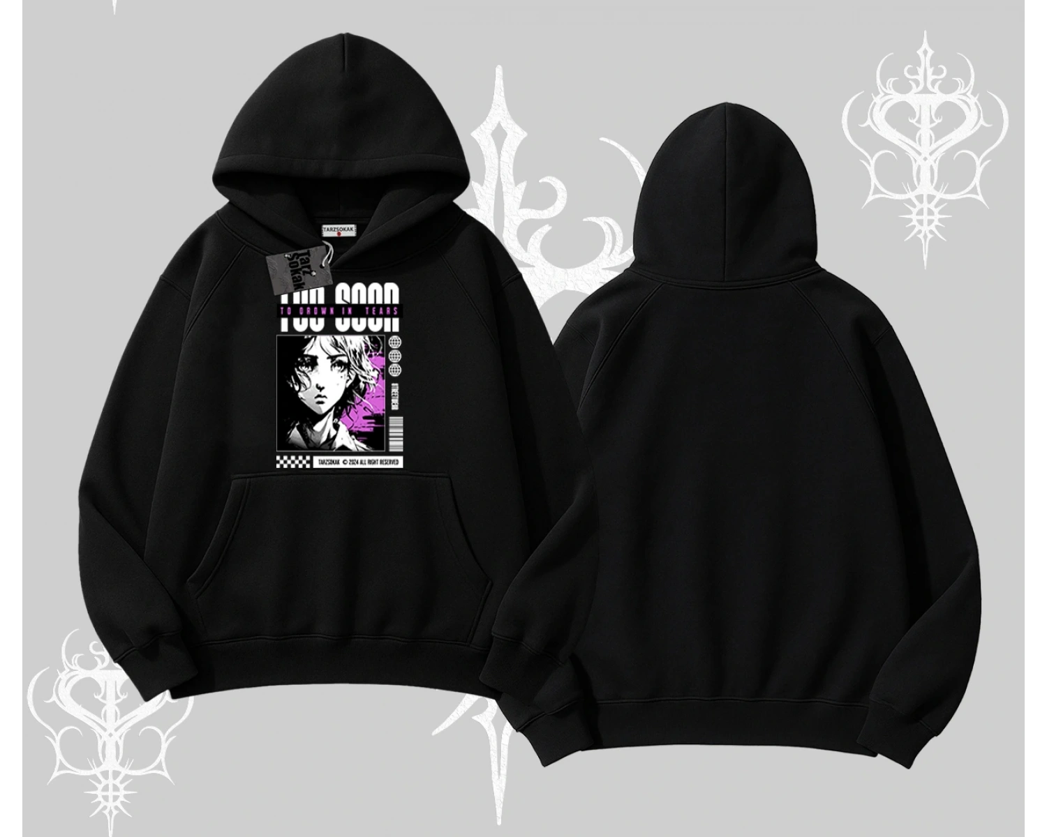 Kapşonlu Sweatshirt Too Good Anime Girl Grafik Baskılı