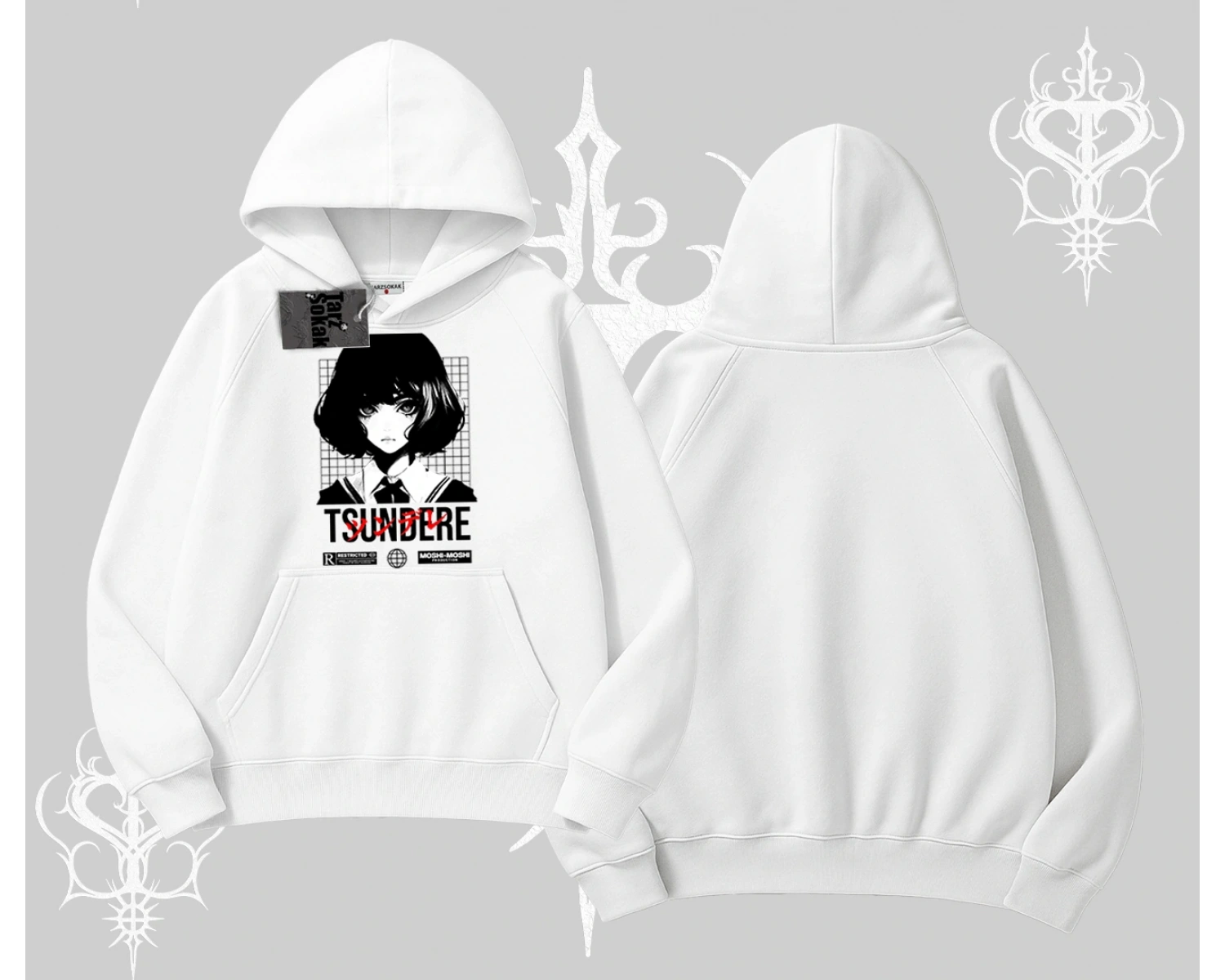 Kapşonlu Sweatshirt Tsundere Anime Japanese Style Baskılı