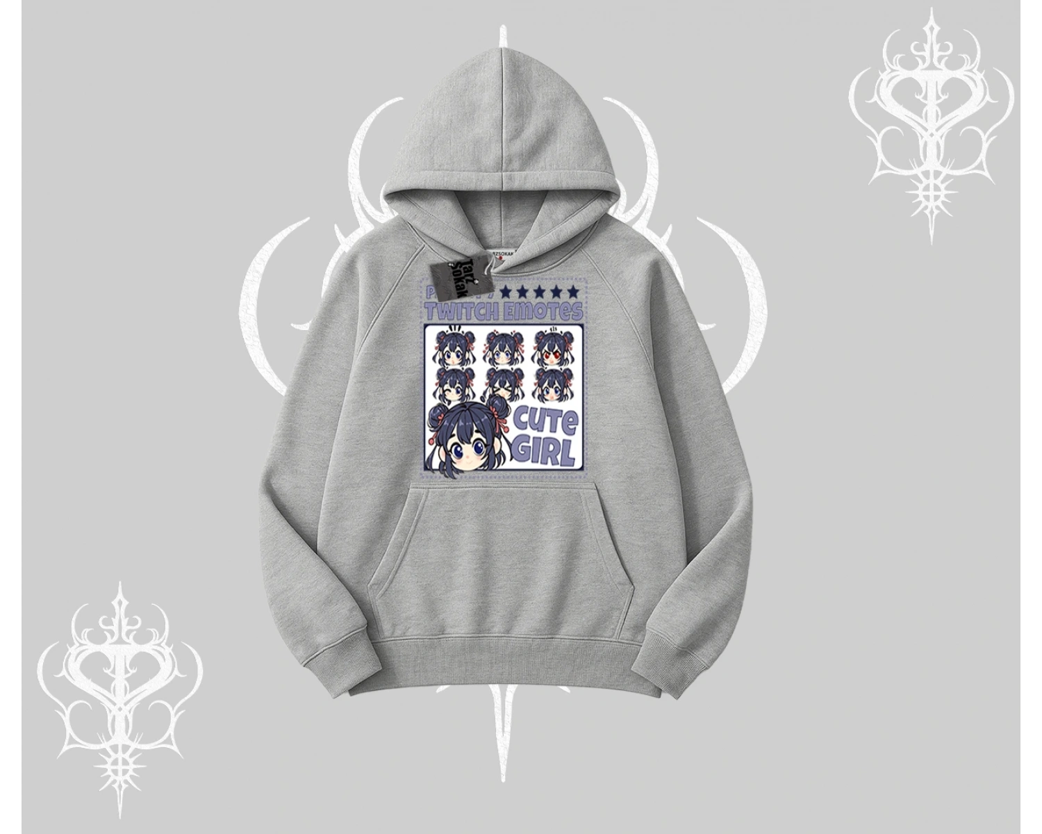 Kapşonlu Sweatshirt Twitch Emotes Cute Girl Anime Expression