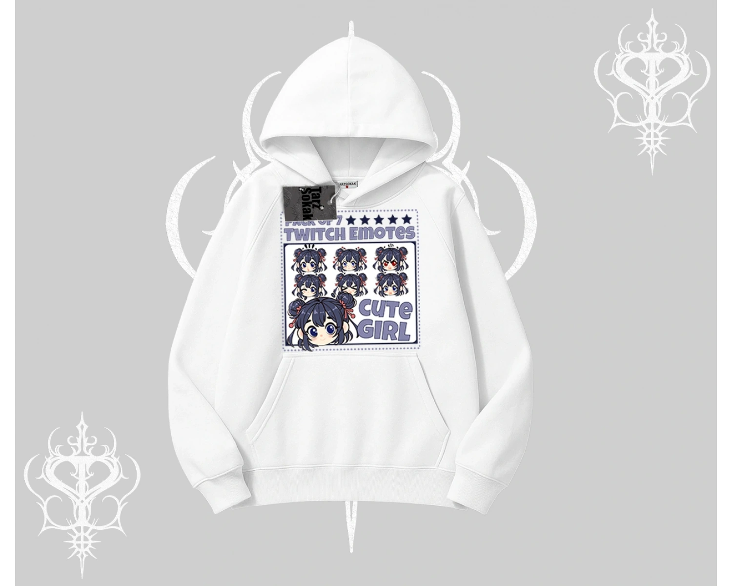 Kapşonlu Sweatshirt Twitch Emotes Cute Girl Anime Expression