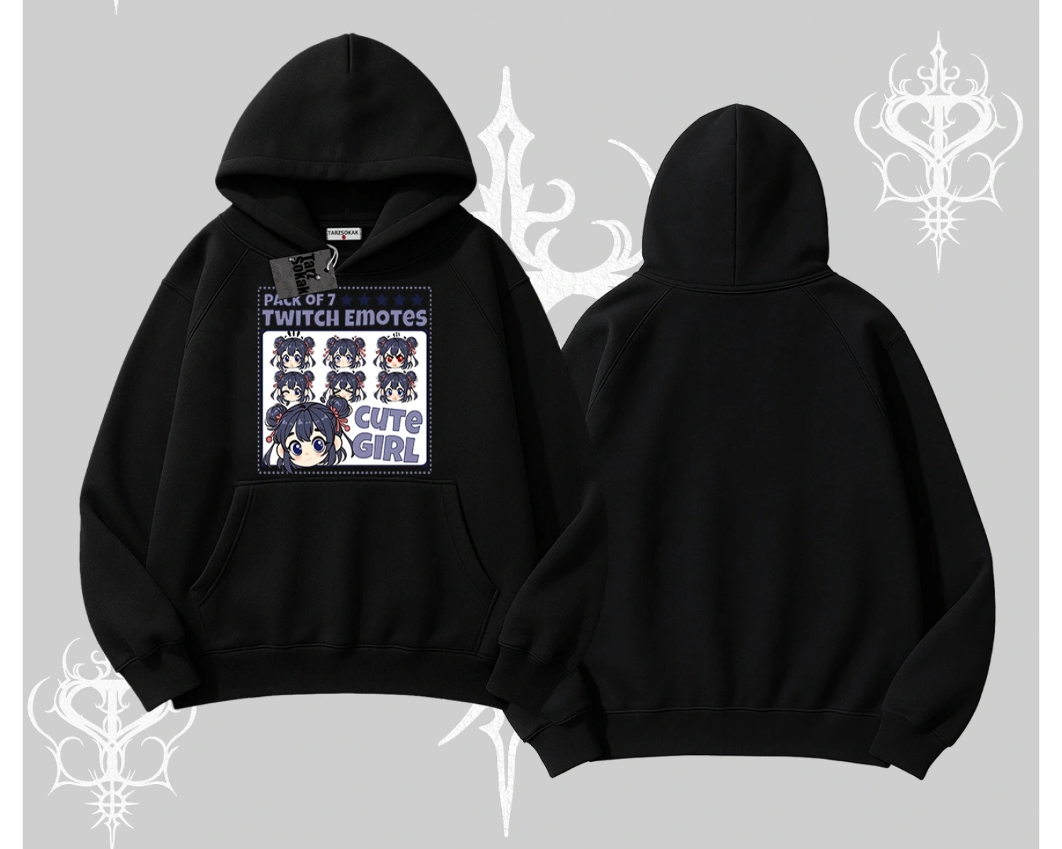 Kapşonlu Sweatshirt Twitch Emotes Cute Girl Anime Expression