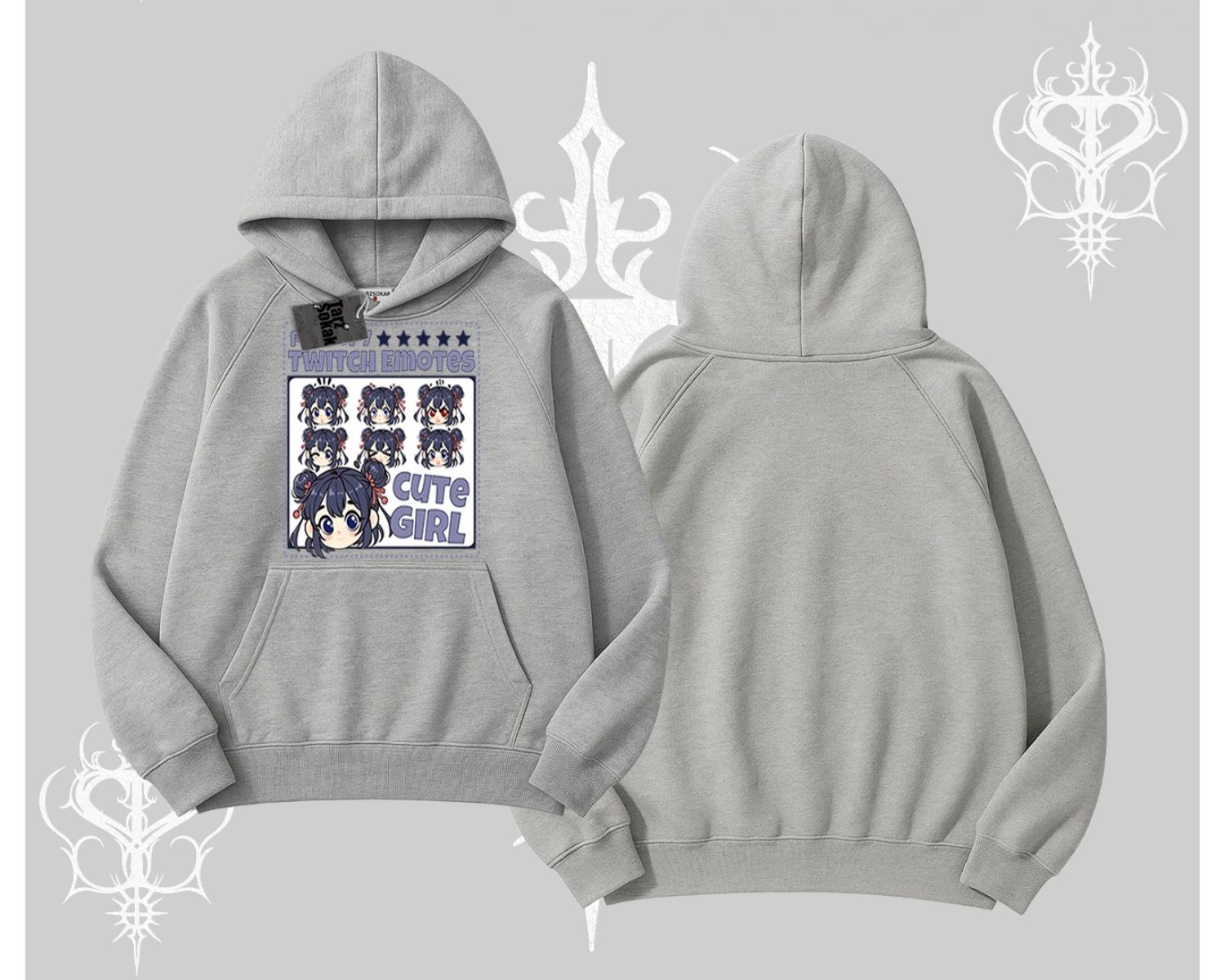 Kapşonlu Sweatshirt Twitch Emotes Cute Girl Anime Expression