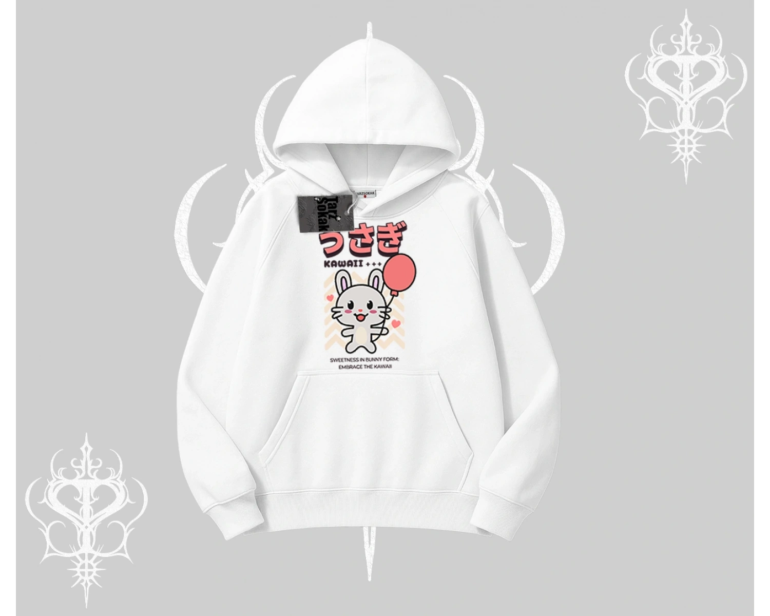 Kapşonlu Sweatshirt Usagi Kawaii Cute Heart Energy