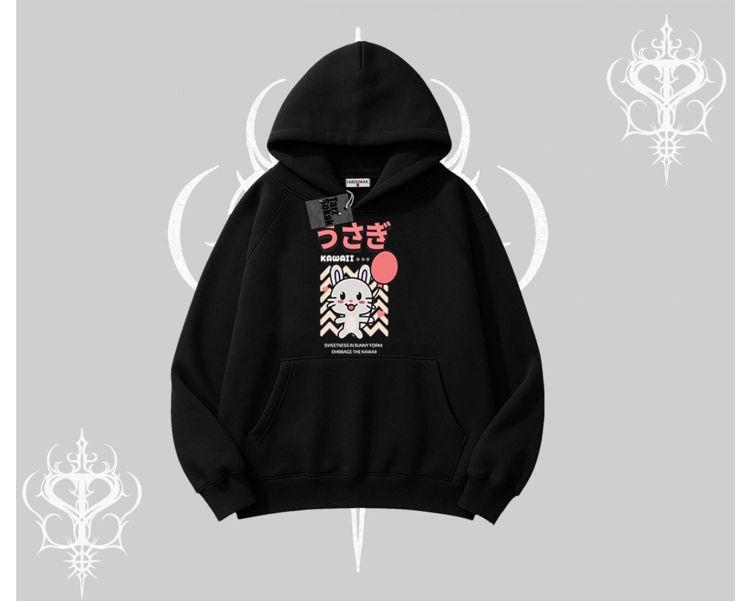 Kapşonlu Sweatshirt Usagi Kawaii Cute Heart Energy