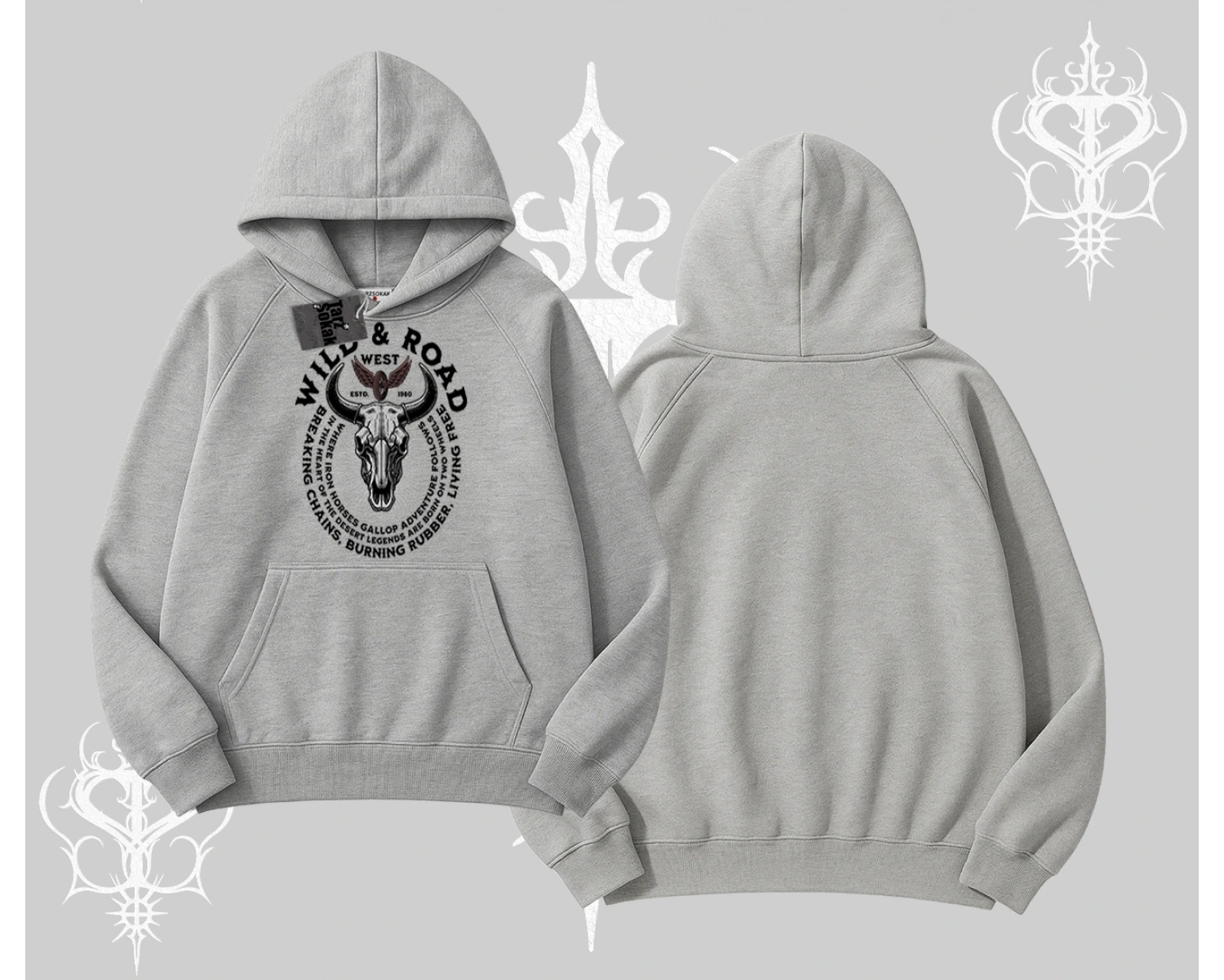 Kapşonlu Sweatshirt Wild & Road Western Skull Biker Street Culture