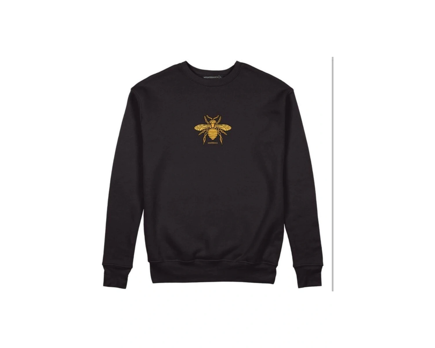 Kapşonsuz Arı Baskılı Pamuklu Siyah Sweatshirt