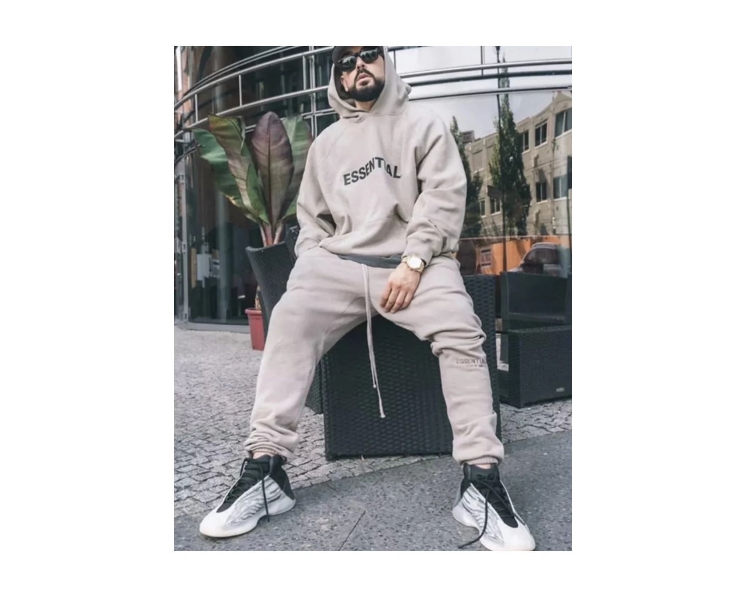 Kapüşonlu Dijital Baskılı Kalın Tam Kışlık Oversize Yeni Stil Erkek Eşofman Takımı