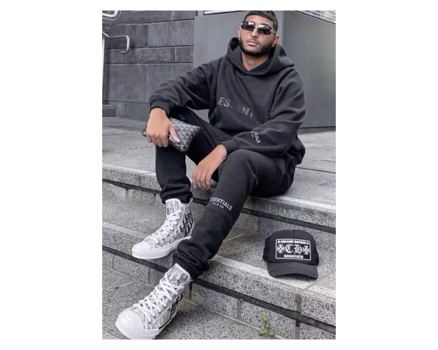 Kapüşonlu Dijital Baskılı Tam Kışlık %100 Pamuk Oversize Erkek Eşofman Takımı