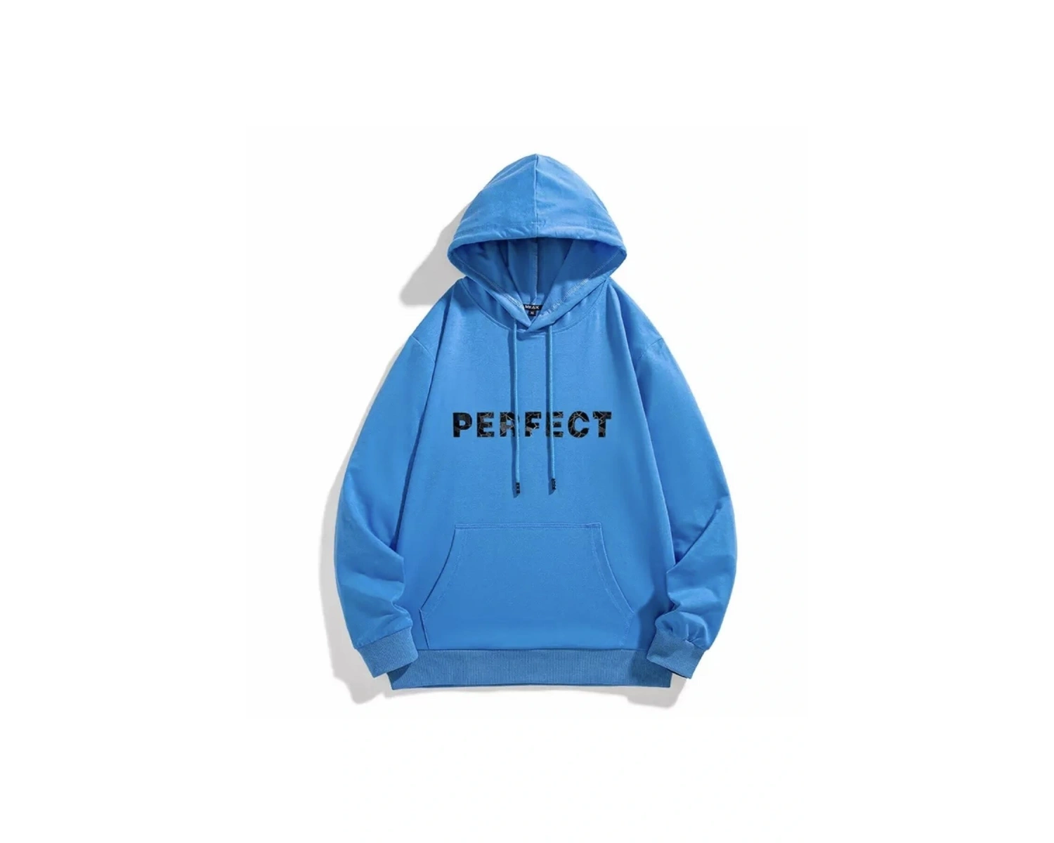 Kapüşonlu Perfect Baskılı %100 Pamuk Süper Oversize Tam Kışlık Kadın Sweatshırt LDY MAVİRENK