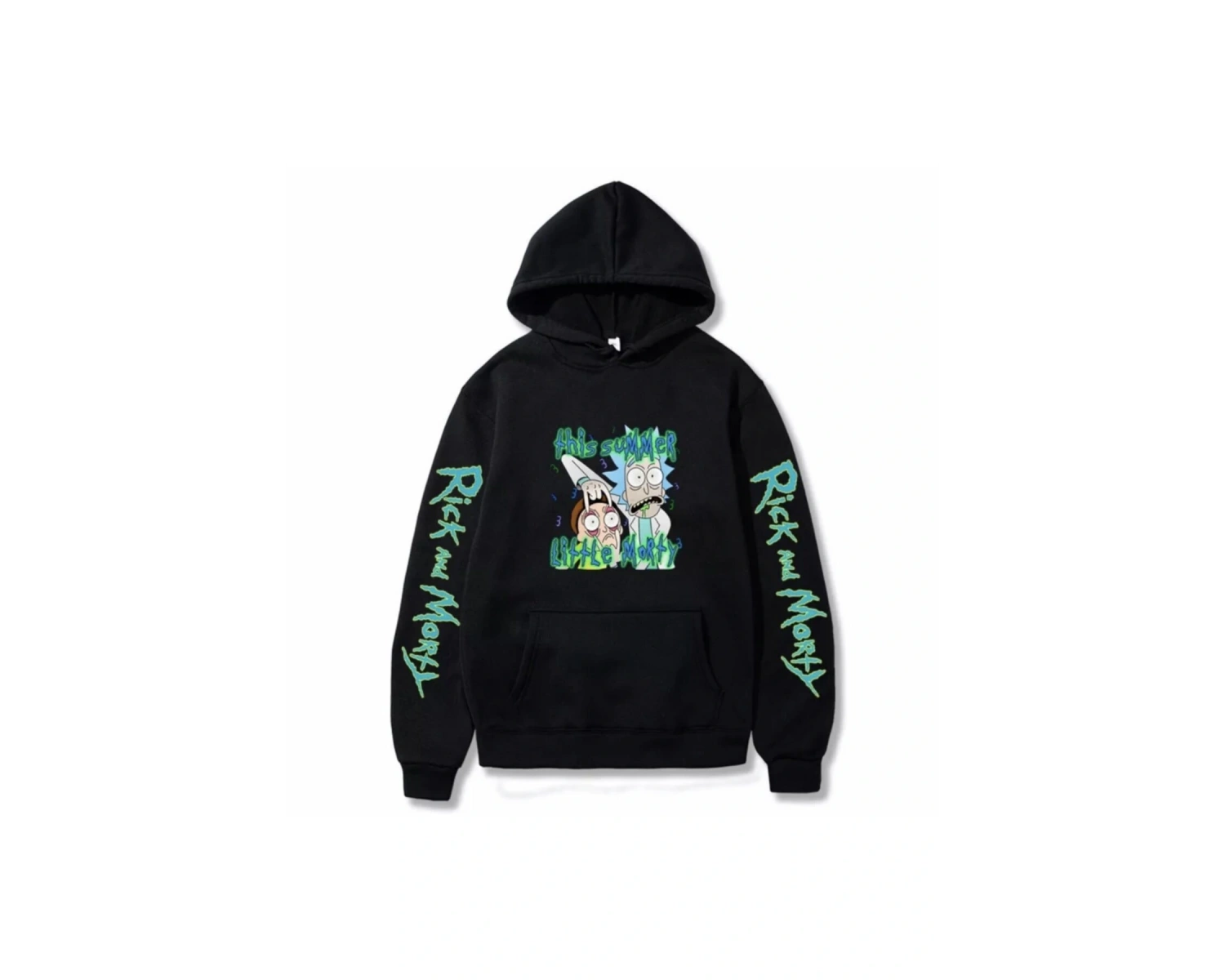 Kapüşonlu Rıck And Morty Göğüs Baskılı Oversize Yeni Stil Erkek Hoodıe-sweatshırt Beyaz