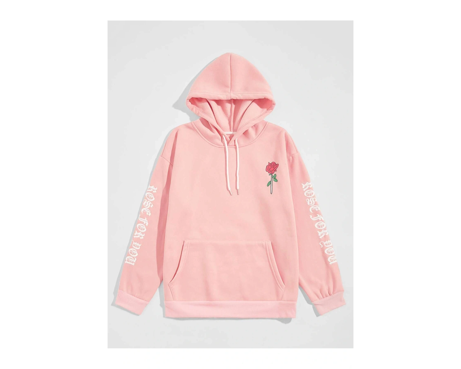 Kapüşonlu Sweatshirt Manfinity Hypemode Men Flower And Letter Graphic Pembe