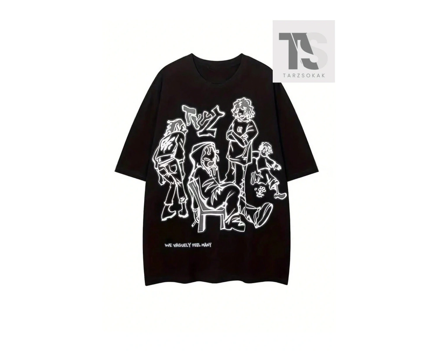 Karakter Tasarımlı Alfabe Baskılı Kadın Tişört