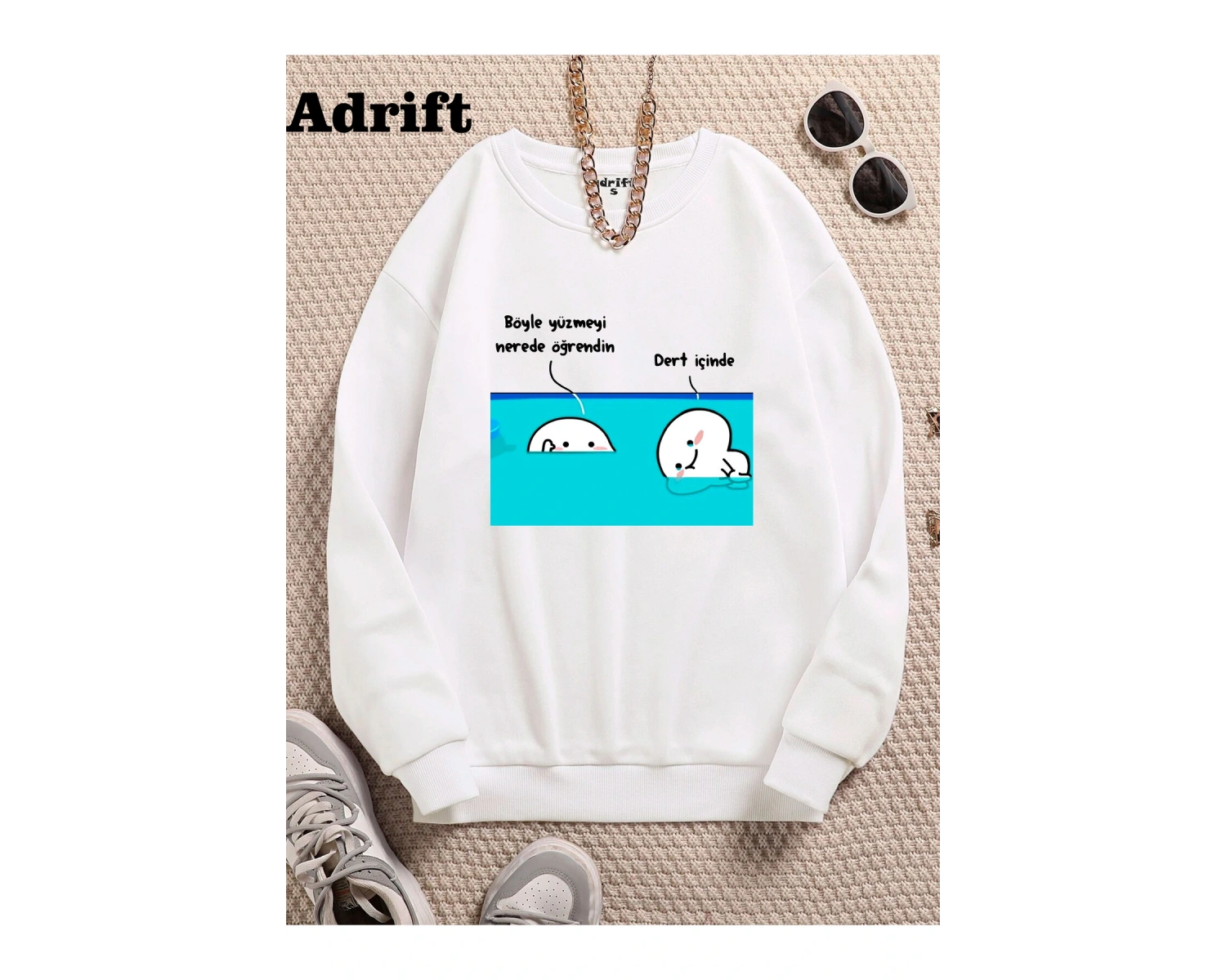 Karı Kıza Köstebek Sokak Trend Tasarım Harajuku/Gotik Beyaz