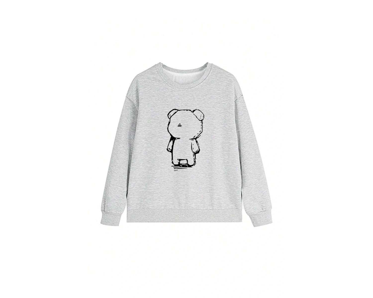 Karikatür Ayı Desenli Damla Sweat Beyaz