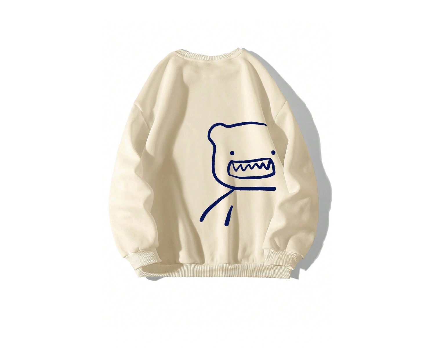 Karikatür Grafik Düşük Omuz Büyük Boy Sweat Bej