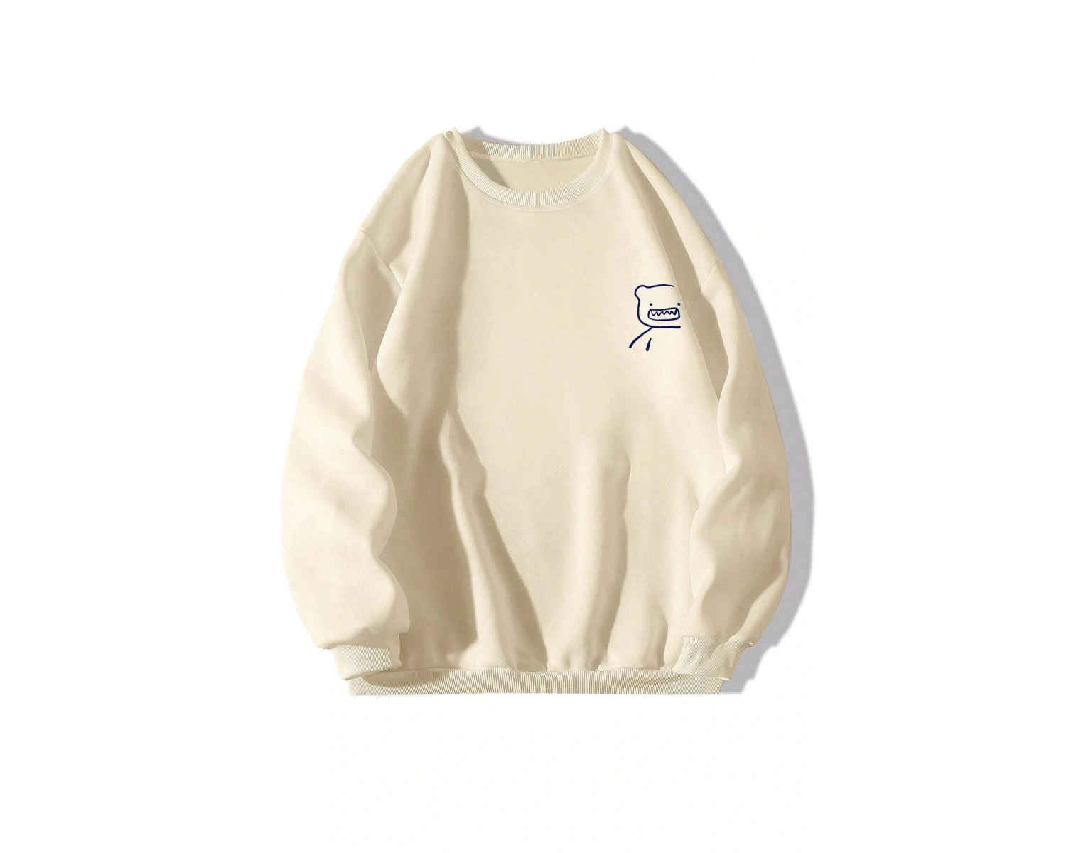 Karikatür Grafik Düşük Omuz Büyük Boy Sweat Bej