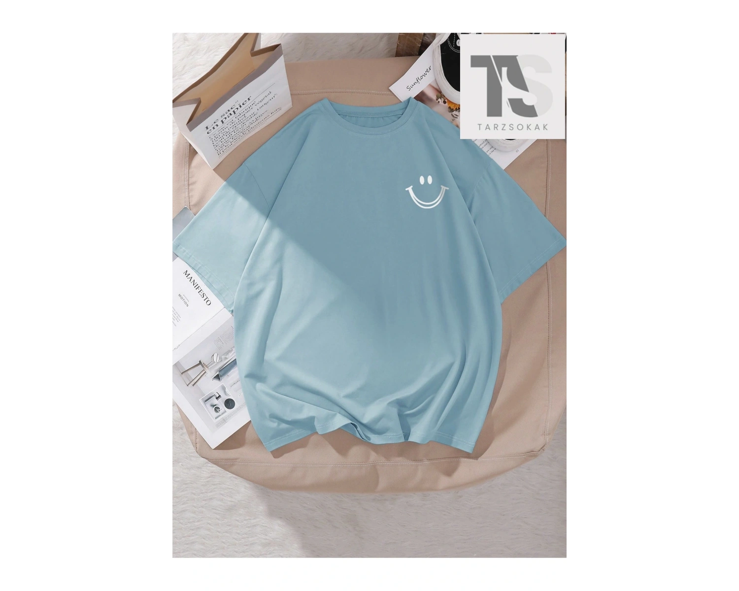 Karikatür Grafik Düşük Omuz Büyük Boy Tişört