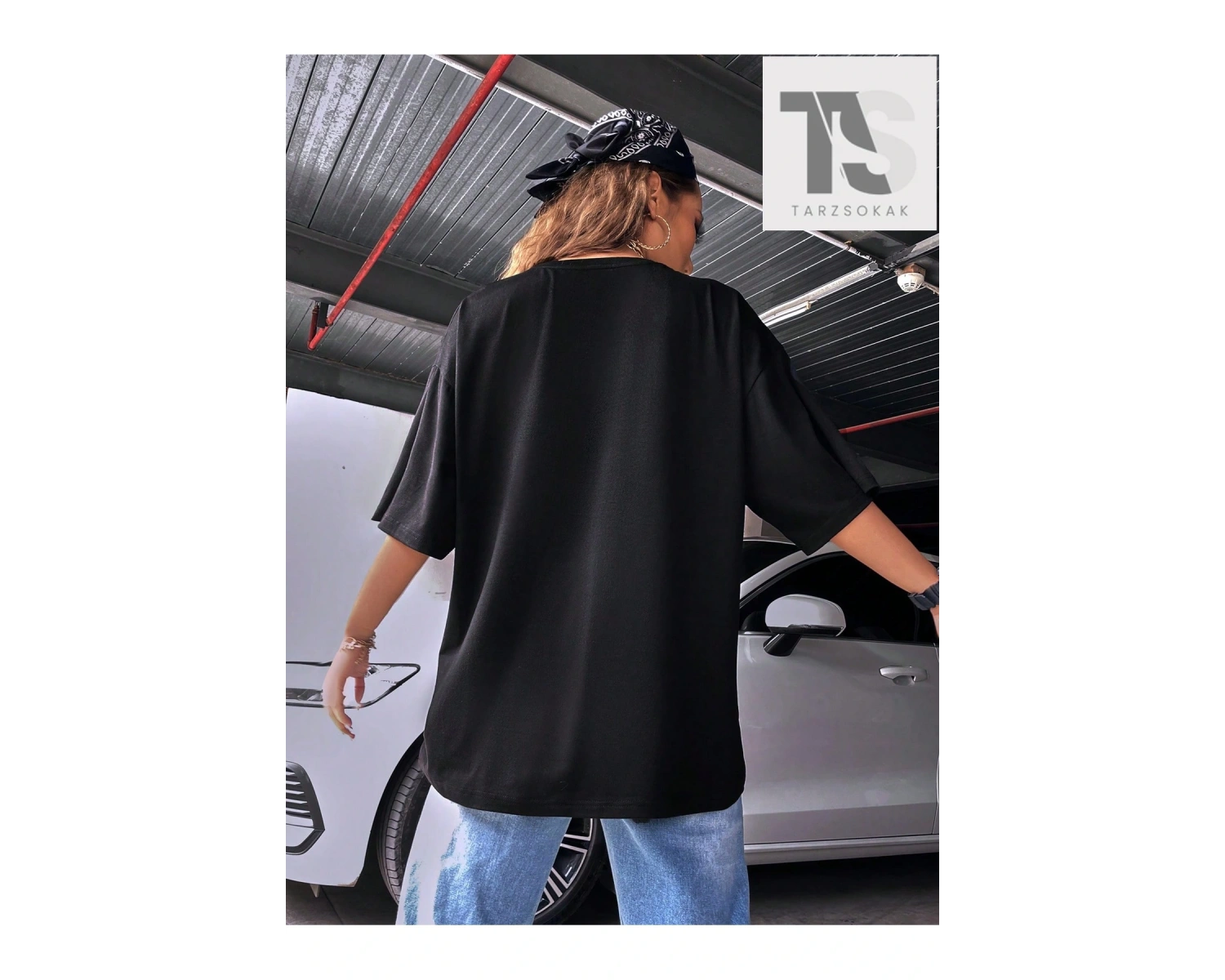 Karikatür Grafik Düşük Omuz Büyük Boy Tişört