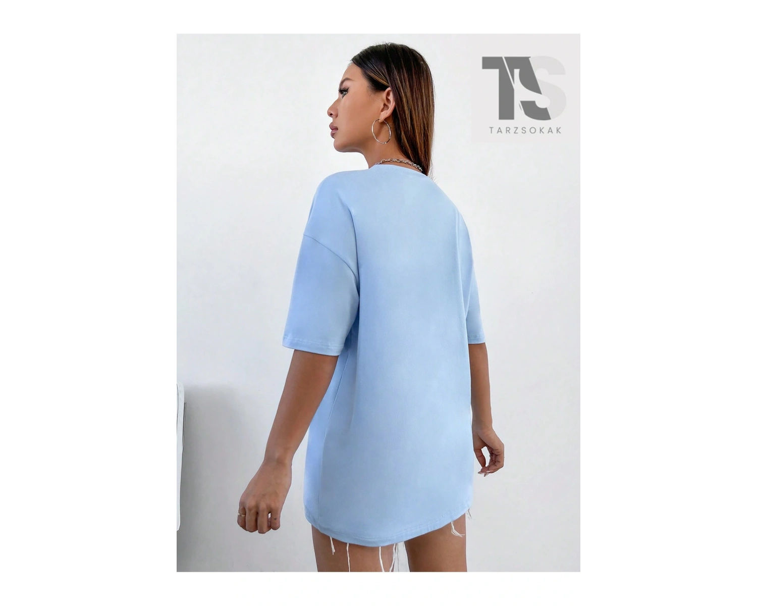 Karikatür Grafik Düşük Omuz Büyük Boy Tişört