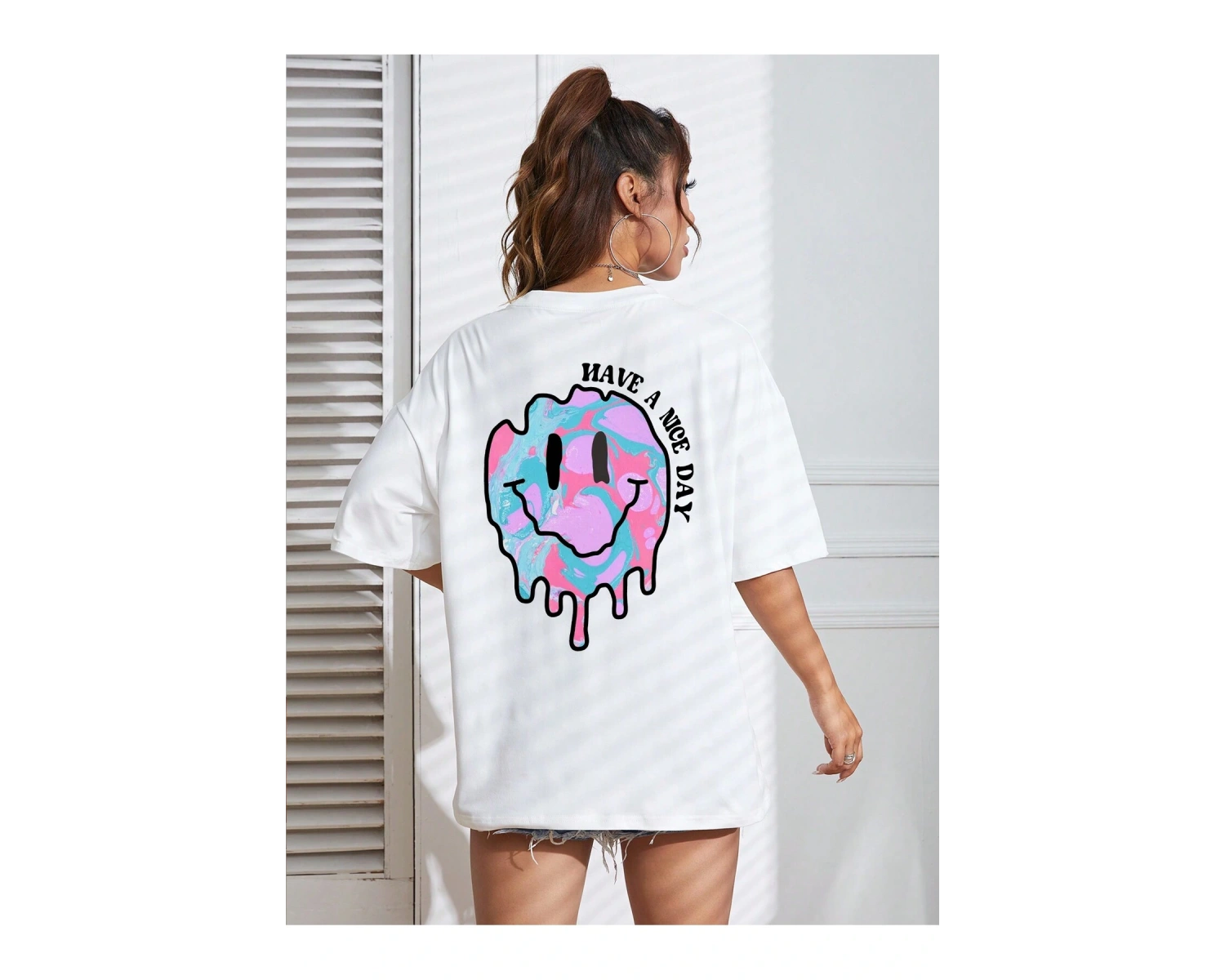 Karikatür ve Grafik tasarım Oversize T-shirt Cartoon/Letter serisi kod156