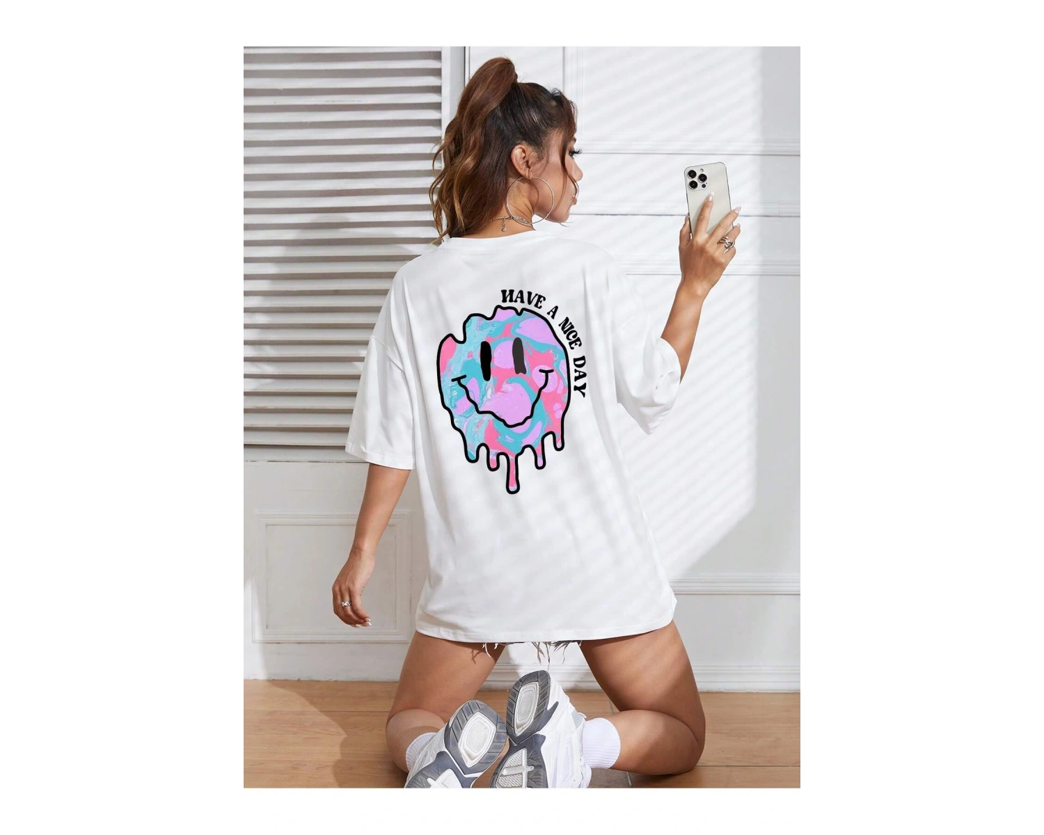 Karikatür ve Grafik tasarım Oversize T-shirt Cartoon/Letter serisi kod156