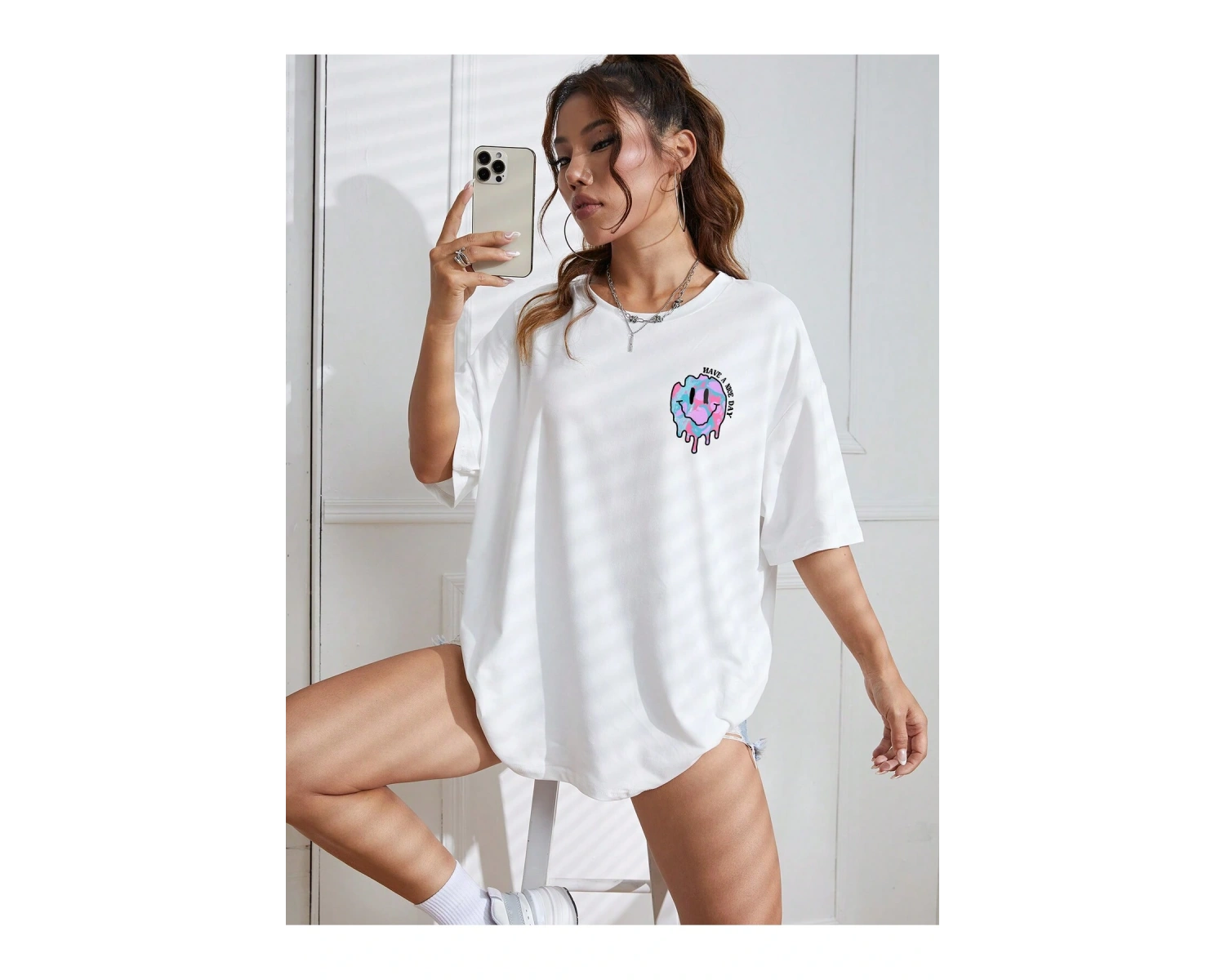 Karikatür ve Grafik tasarım Oversize T-shirt Cartoon/Letter serisi kod156