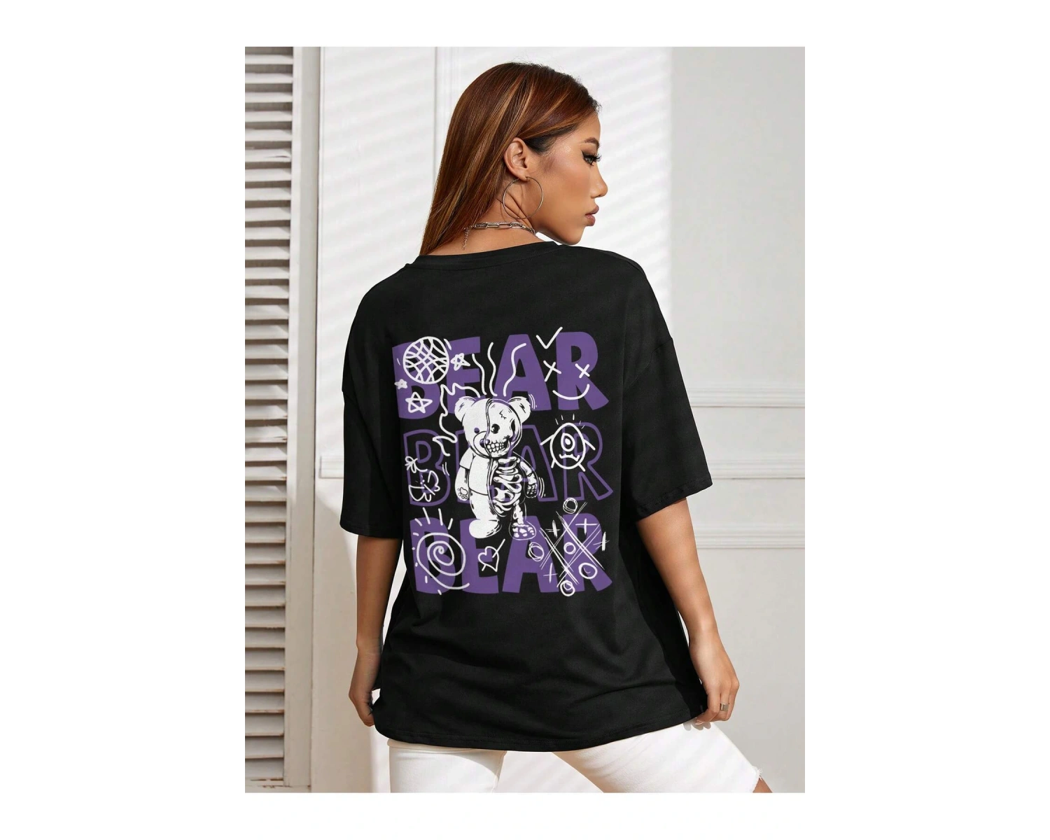 Karikatür ve Grafik tasarım Oversize T-shirt Cartoon/Letter serisi kod17