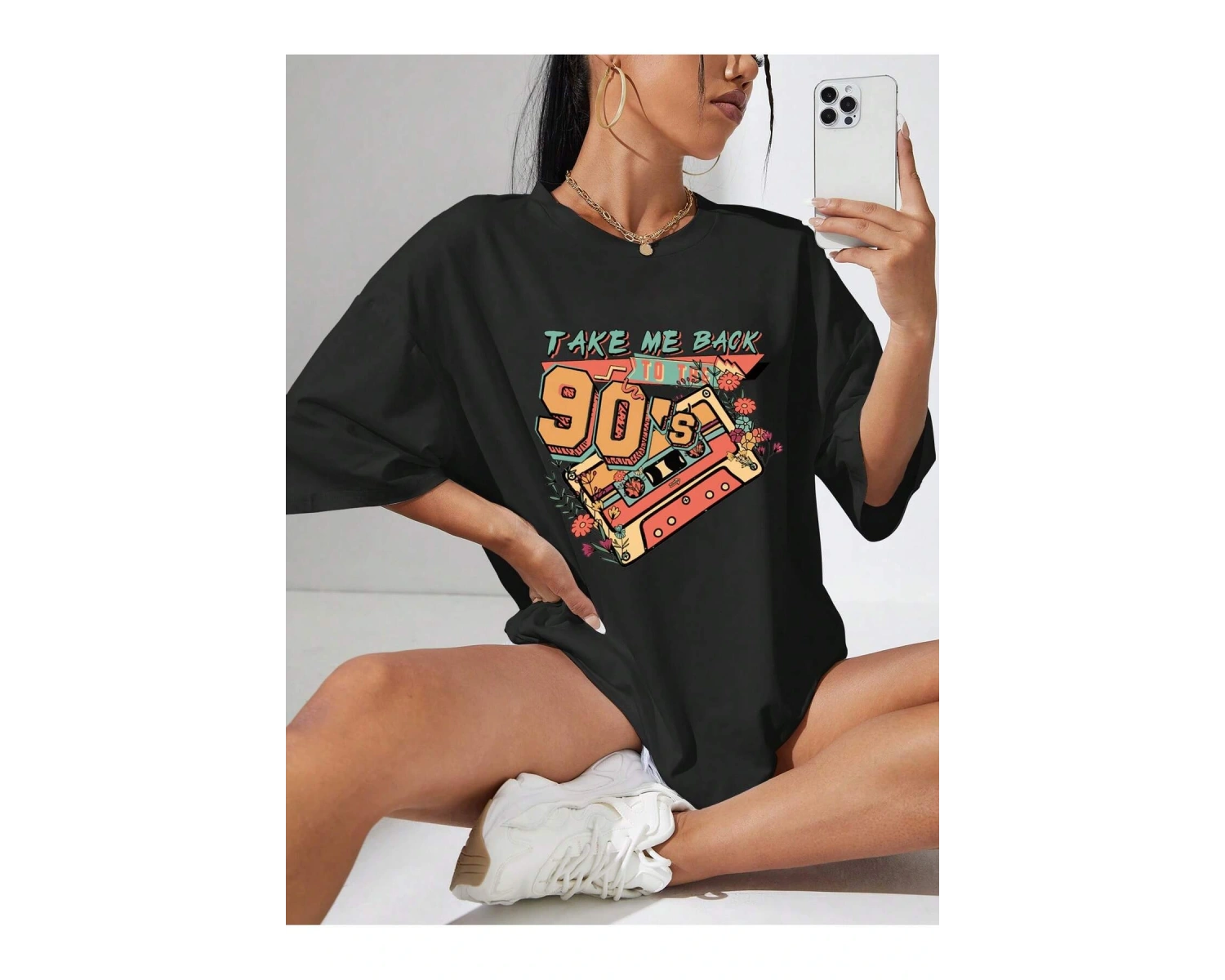 Karikatür ve Grafik tasarım Oversize T-shirt Cartoon/Letter serisi kod20