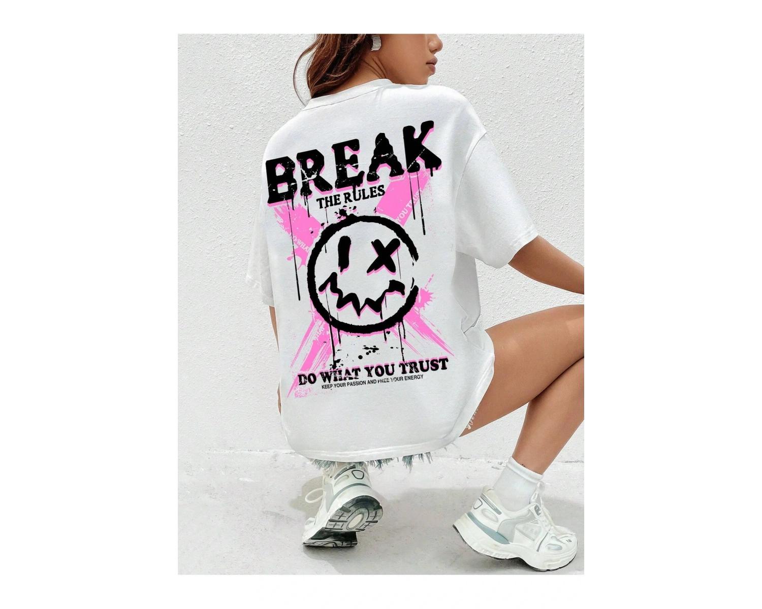 Karikatür ve Grafik tasarım Oversize T-shirt Cartoon/Letter serisi kod308