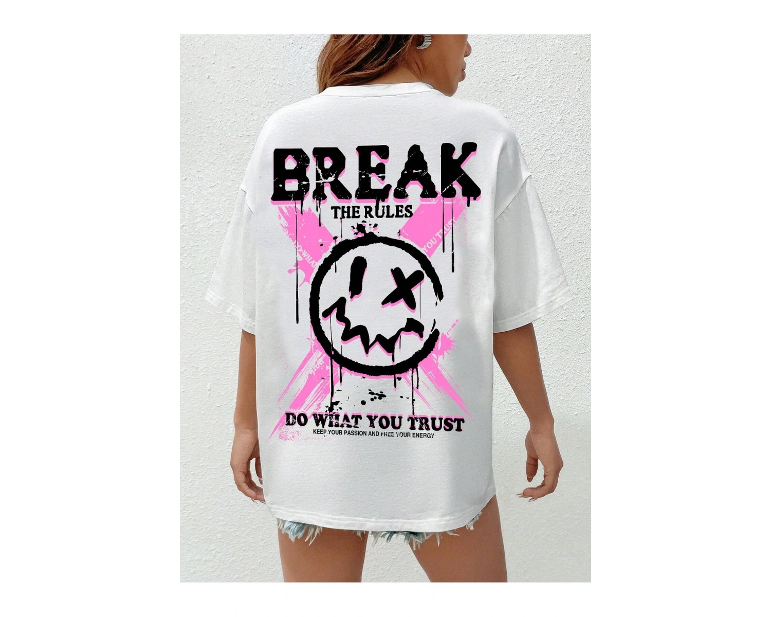 Karikatür ve Grafik tasarım Oversize T-shirt Cartoon/Letter serisi kod308